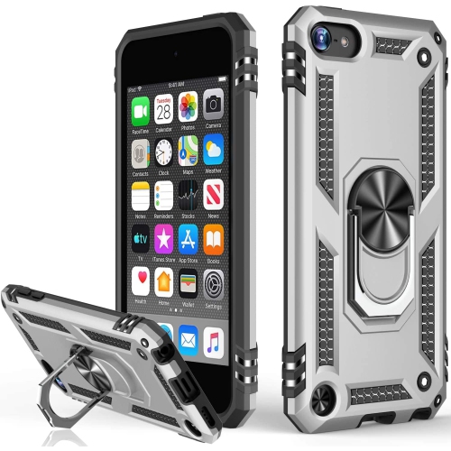 CSMART  【】 Anti-Drop Hybrid Magnetic Hard Armor Case With Ring Holder for Ipod Touch 5 / 6 / 7 In Grey