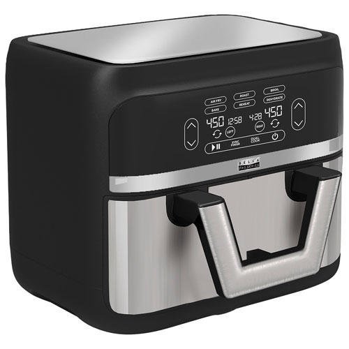 Friteuse à air chaud à écran tactile Flex Dual Zone Bella Pro - 8,5 l - Acier inoxydable - Exclusivité Best Buy