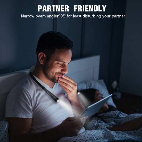 Glocusent LED Neck Reading Light - Book Light for Reading in Bed - 3 Colors, 6 Brightness Levels - Bendable Arms - Rechargeable
