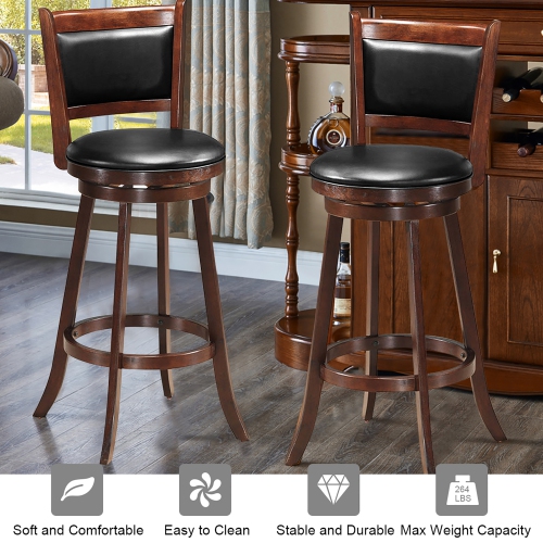 Costway 5pcs Pub Table Set 30'' Round Bar Height Table & 4pcs Swivel Bar Stools