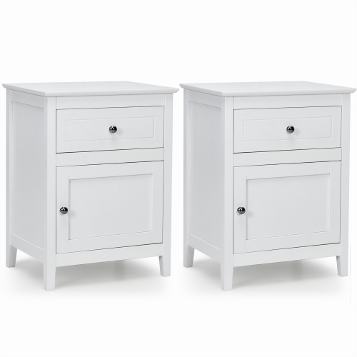 Costway 2PCS Nightstand with Drawer Accent Side End Table Storage Cabinet