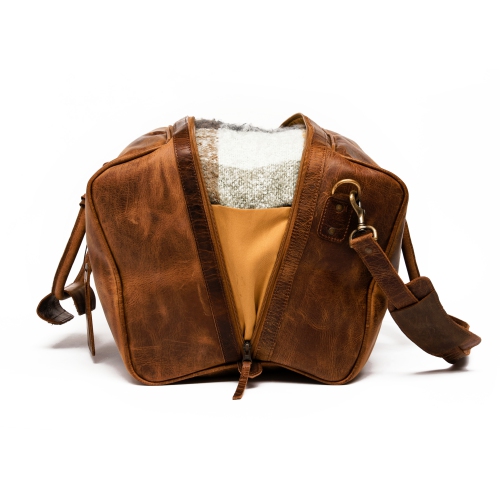 HIDES Luggage Unisex Weekender Leather Travel Gym Duffle Bag 20", Saddle Brown