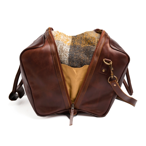 HIDES Luggage Weekender Leather Travel Gym Duffle Bag 20", Antique Brown