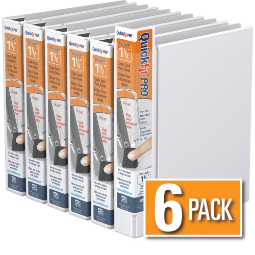 Davis Group Davis Group QuickFit® Pro Heavy Duty Single Touch Pin-Lock® View Binder, 6 Pack, 1.5" - White