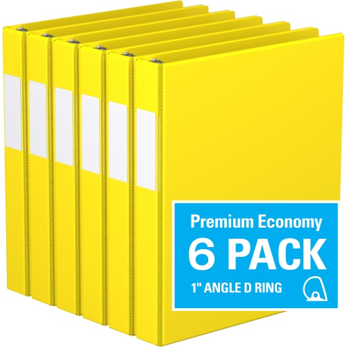 DAVIS GROUP  Premium Economy D Ring Binder, 6 Pack, 1" - In Yellow