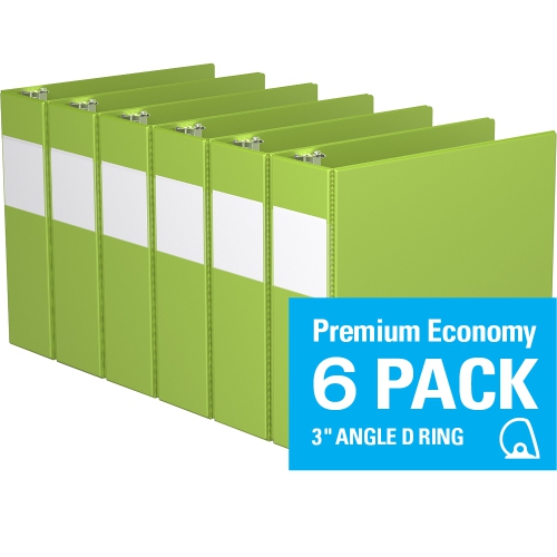 Davis Group Premium Economy D Ring Binder, 6 Pack, 3" - Lime Green