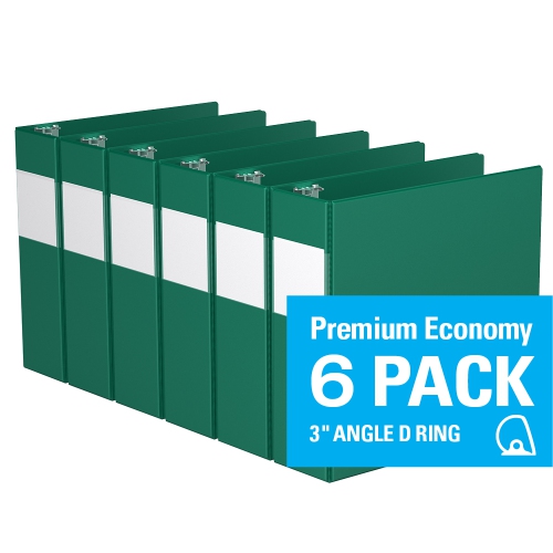 Davis Group Premium Economy D Ring Binder, 6 Pack, 3" - Green