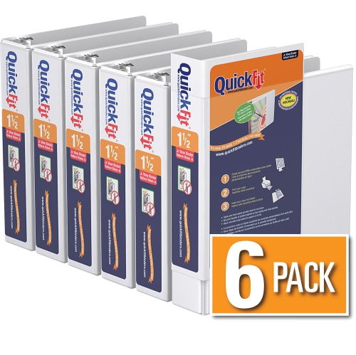 Davis Group QuickFit® 8.5 x 5.5 Heavy Duty View Binder Round Ring, 6 Pack, 1.5" - White