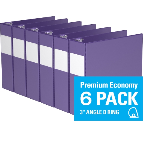 Davis Group Premium Economy D Ring Binder, 6 Pack, 3" - Purple
