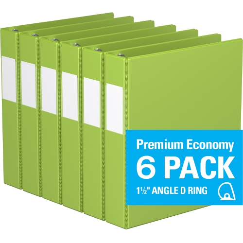 Davis Group Premium Economy D Ring Binder, 6 Pack, 1.5" - Lime Green