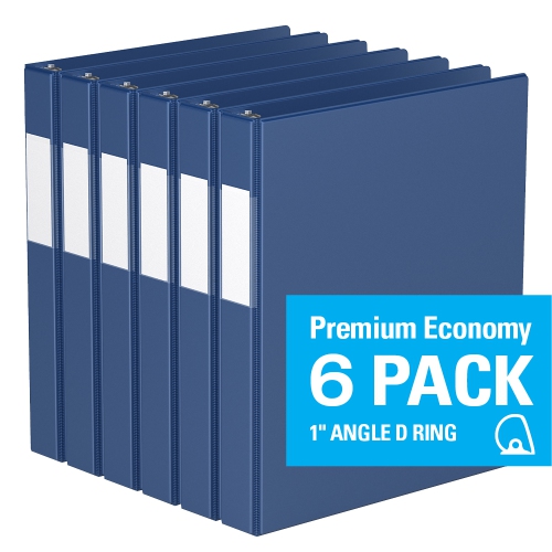 Davis Group Premium Economy D Ring Binder, 6 Pack, 1" - Royal Blue