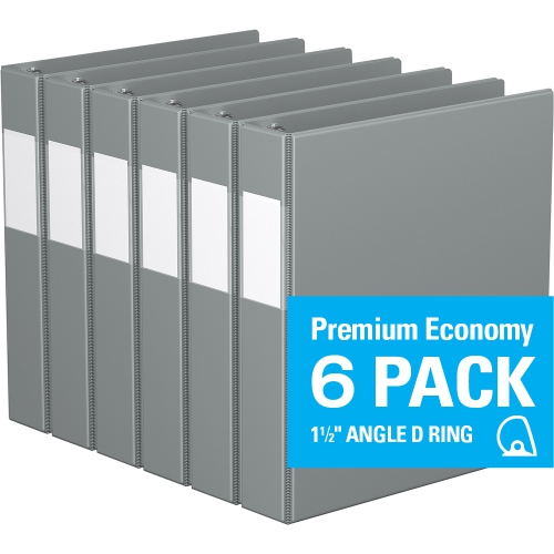 DAVIS GROUP  Premium Economy D Ring Binder, 6 Pack, 1.5" - In Grey