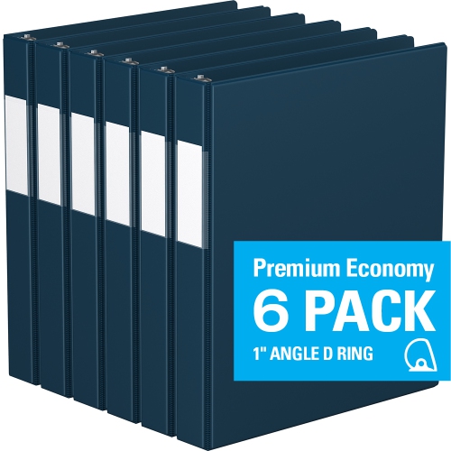 Davis Group Premium Economy D Ring Binder, 6 Pack, 1" - Navy Blue