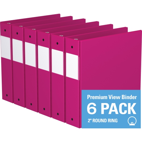 Davis Group Premium Economy Round Ring Binder, 6 Pack, 2" - Pink