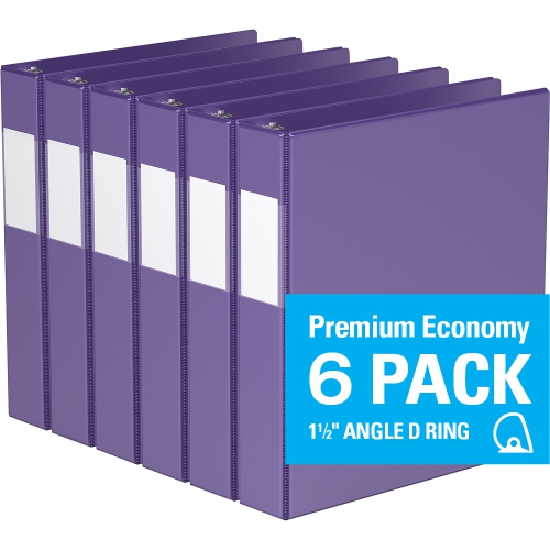 Davis Group Premium Economy D Ring Binder, 6 Pack, 1.5" - Purple