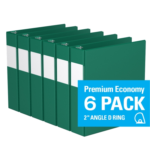 Davis Group Premium Economy D Ring Binder, 6 Pack, 2" - Green