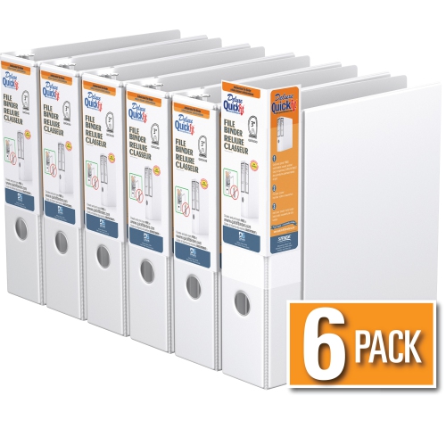 Davis Group Davis Group QuickFit® Heavy Duty File Binder Quickload D Ring, 6 Pack, 3" - White