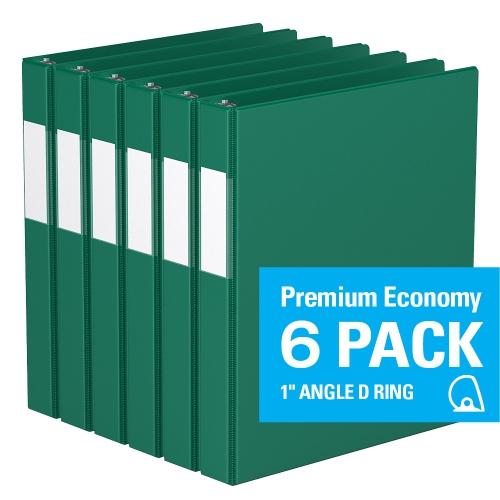 DAVIS GROUP  Premium Economy D Ring Binder, 6 Pack, 1" - In Green
