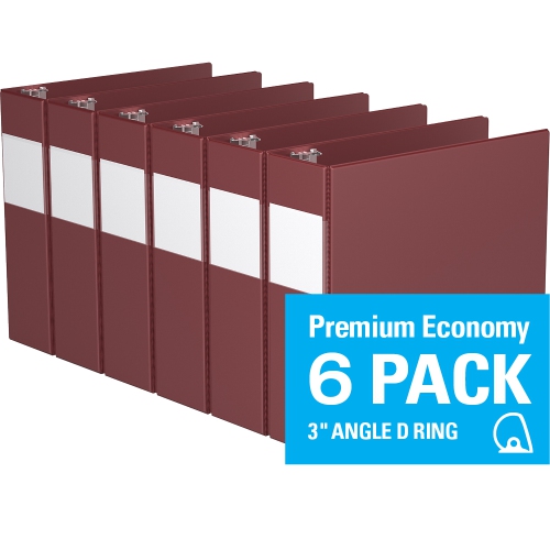 Davis Group Premium Economy D Ring Binder, 6 Pack, 3" - Burgundy