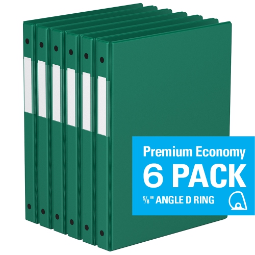 DAVIS GROUP  Premium Economy Round Ring Binder, 6 Pack, 5/8" - In Green