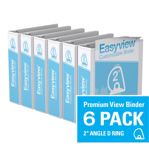 DAVIS GROUP  Easyview® Premium D Ring Customizable View Binder, 6 Pack, 2" - In White