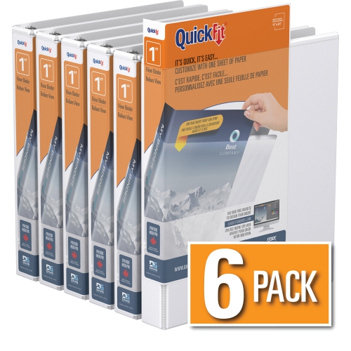 Davis Group QuickFit® View Binder D Ring, 6 Pack, 1" - White