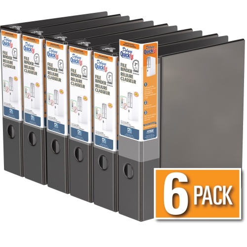 Davis Group Davis Group Davis Group QuickFit® Heavy Duty File Binder Quickload D Ring, 6 Pack, 2" - Black