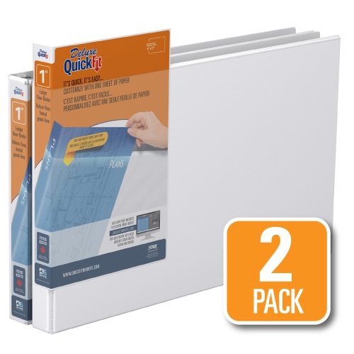 Davis Group QuickFit® 11 x 17 Heavy Duty D Ring Spreadsheet View Binder, 2 Pack, 1" - White