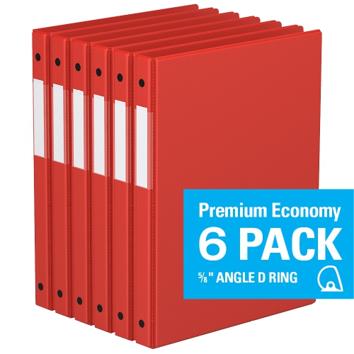 DAVIS GROUP  Premium Economy Round Ring Binder, 6 Pack, 5/8" - In Red