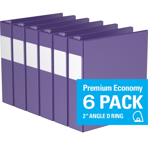 DAVIS GROUP  Premium Economy D Ring Binder, 6 Pack, 2" - In Purple