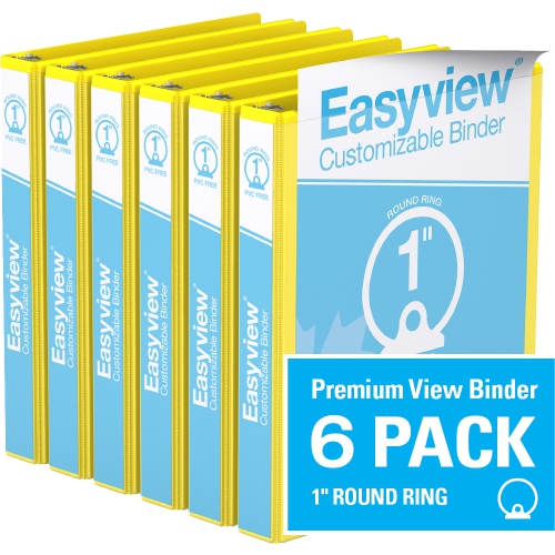 DAVIS GROUP  Easyview® Premium Round Ring Customizable View Binder, 6 Pack, 1" - In Yellow