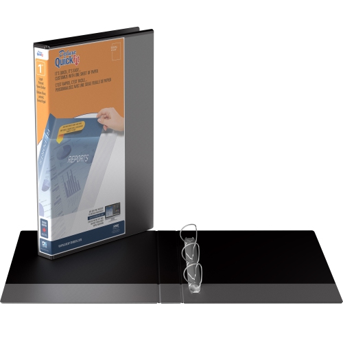 Reliure QuickFit® View robuste, format légal, 14 po x 8,5 po, orientation portrait, 1 po, anneaux inclinés en D, noir, paquet de 4