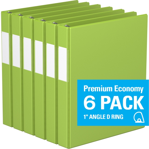 DAVIS GROUP  Premium Economy D Ring Binder, 6 Pack, 1" - Lime In Green