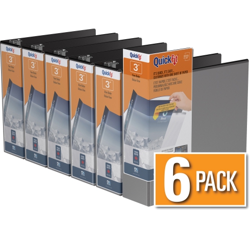 Davis Group Davis Group QuickFit® View Binder D Ring, 6 Pack, 3" - Black