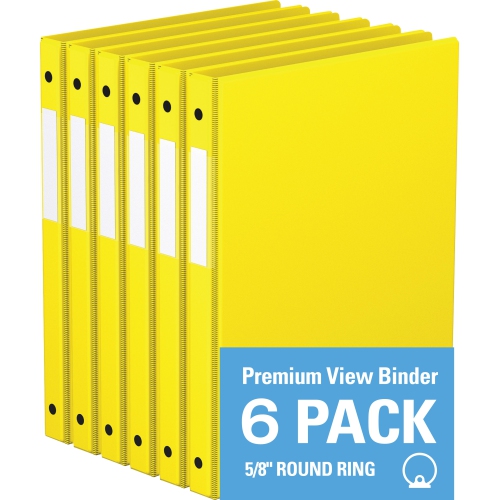 DAVIS GROUP  Premium Economy Round Ring Binder, 6 Pack, 5/8" - In Yellow