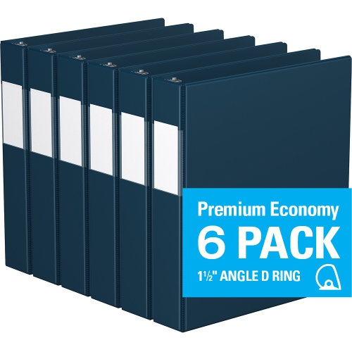 Davis Group Premium Economy D Ring Binder, 6 Pack, 1.5" - Navy Blue