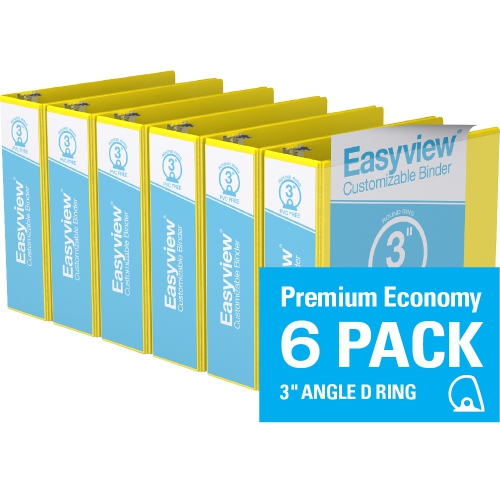 Davis Group Easyview® Premium Round Ring Customizable View Binder, 6 Pack, 3" - Yellow