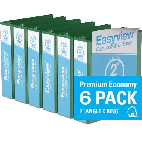 DAVIS GROUP  Easyview® Premium Round Ring Customizable View Binder, 6 Pack, 2" - In Green