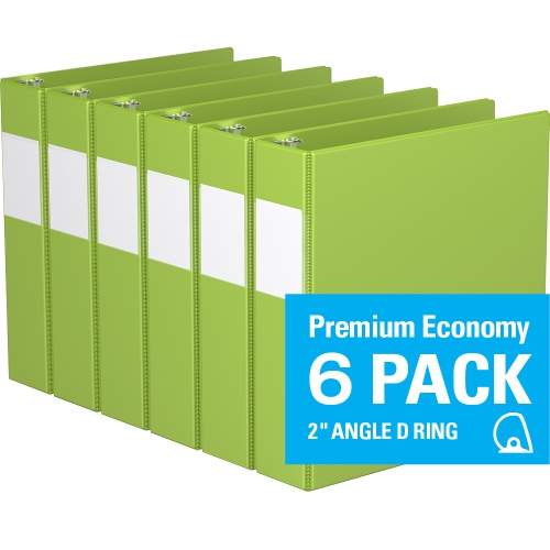 Davis Group Premium Economy D Ring Binder, 6 Pack, 2" - Lime Green