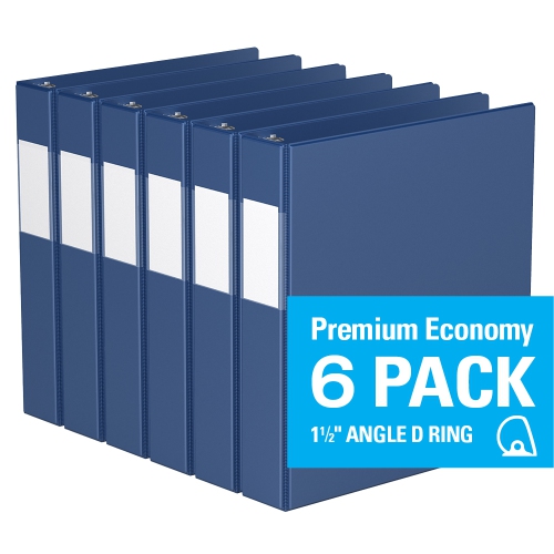 Davis Group Premium Economy D Ring Binder, 6 Pack, 1.5" - Royal Blue