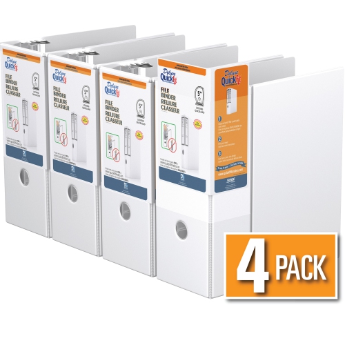 Davis Group Davis Group QuickFit® Heavy Duty File Binder Quickload D Ring, 4 Pack, 5" - White