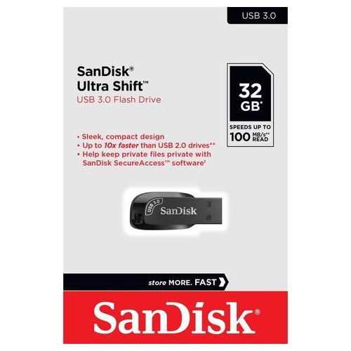 SanDisk - Flash Drive 32GB Ultra Shift USB 3.0 Black