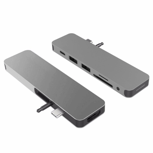 HYPER  - Drive Solo 7-In-1 USB-C Hub (Gn21D-Gray) HyperDrive - 7-Port USB Type-C Hub - Space Gray