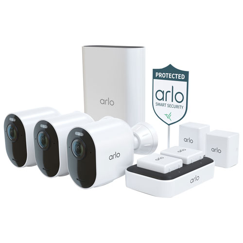 Ensemble de surveillance avec 3 caméras à projecteur ponctuel sans fil 4 K intérieur/extérieur Arlo Pro 2 - Blanc - Exclusivité Best Buy