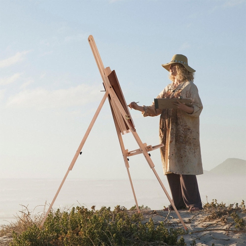Chevalet de peinture en bois, trépied de plancher portatif pour peindre et afficher des oeuvres d’art, hauteur réglable de 51.2 à 74.8 po, peut