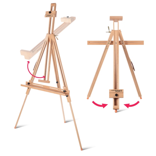 Chevalet de peinture en bois, trépied de plancher portatif pour peindre et afficher des oeuvres d’art, hauteur réglable de 51.2 à 74.8 po, peut