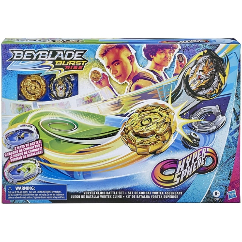 Ensemble de combat Burst Rise Hypersphere Vortex de Beyblade&nbsp;: ensemble complet avec stade de Beyblade, 2 jouets de combat et 2 lanceurs, 8 ans
