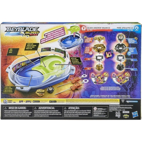 Ensemble de combat Burst Rise Hypersphere Vortex de Beyblade&nbsp;: ensemble complet avec stade de Beyblade, 2 jouets de combat et 2 lanceurs, 8 ans