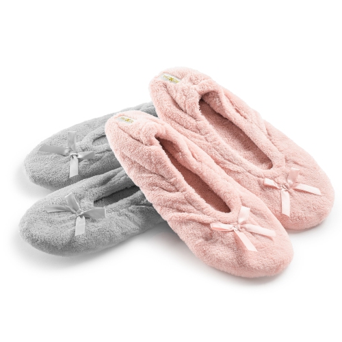 ROXONI  Women's Terry Classic Cotton Ballerina Slippers (Pack Of 2) In Multicolor