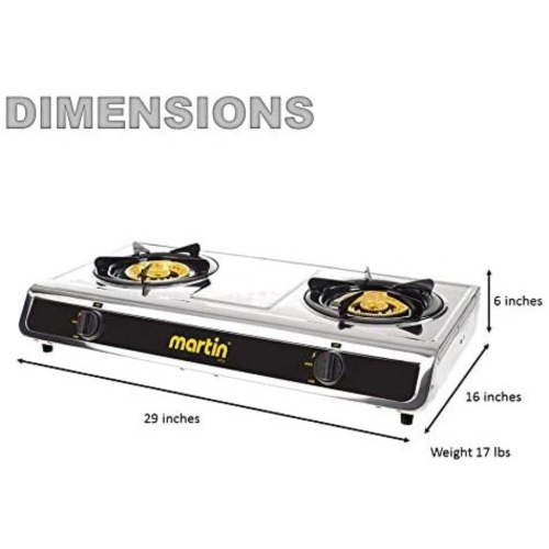 Martin SG228 Réchaud au Gaz Propane - Poêle Portatif à Deux Brûleurs pour Camping, VR et Extérieur, 25600 BTU